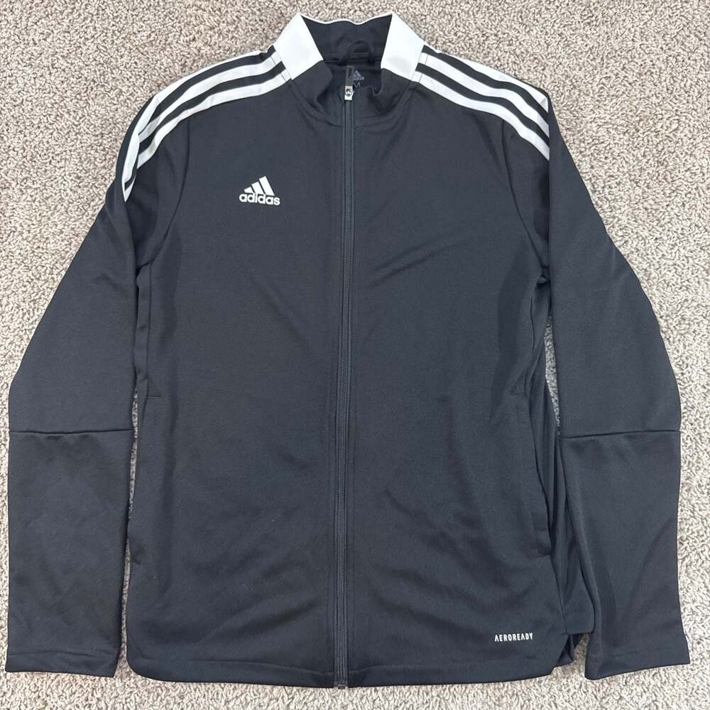 Adidas AEROREADY Primegreen Track Jacket Mens‎ Medium Black 3-Stripe Full Zip